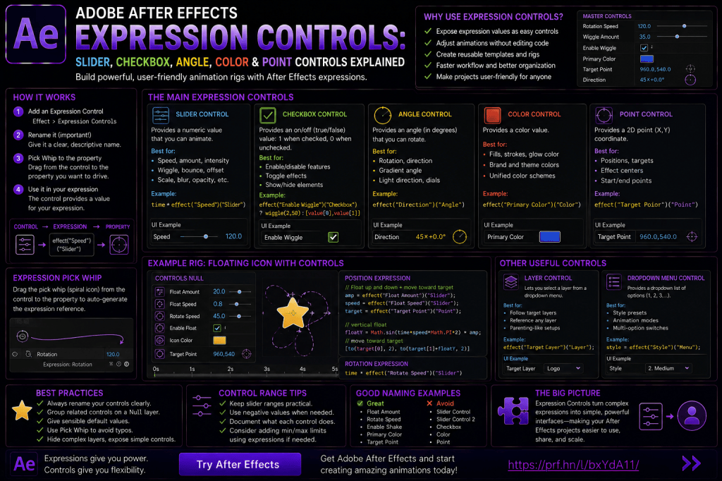 Adobe After Effects Expression Controls: Slider, Checkbox, Angle, Color, and Point Controls&nbsp;Explained
