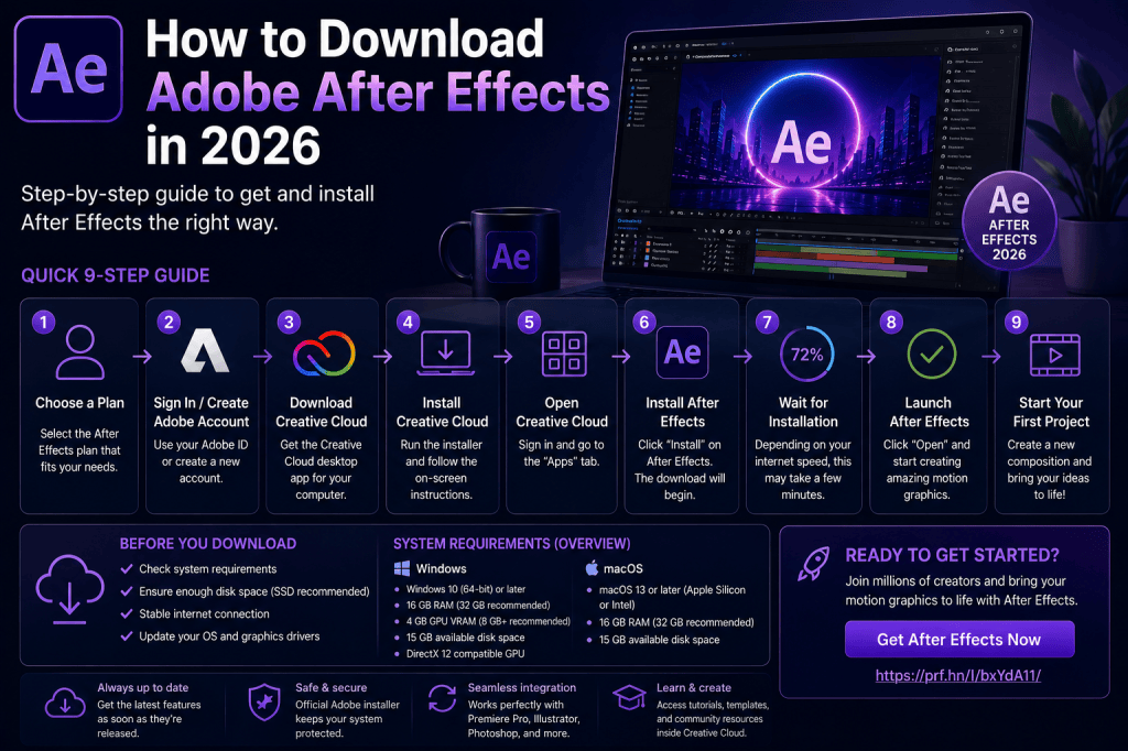 How to Download Adobe After Effects in 2026: Complete Installation&nbsp;Guide