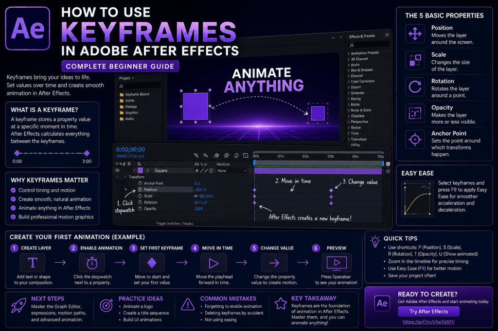 How to Use Keyframes in Adobe After Effects: Complete Beginner&nbsp;Guide