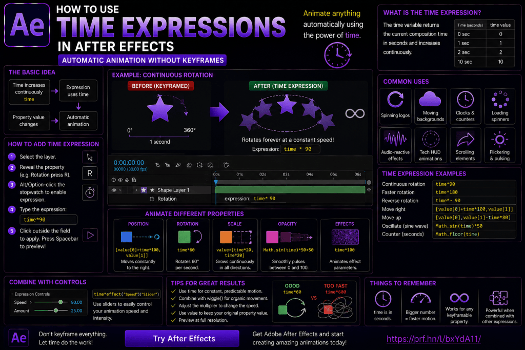 How to Use Time Expressions in Adobe After Effects: Automatic Animation Without&nbsp;Keyframes